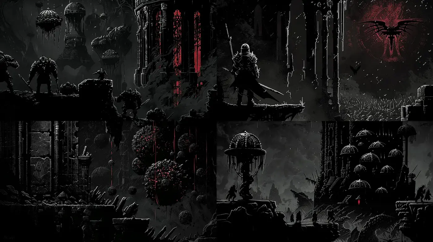 Dark and atmospheric fantasy landscapes with haunting elements - Midjourney sref style