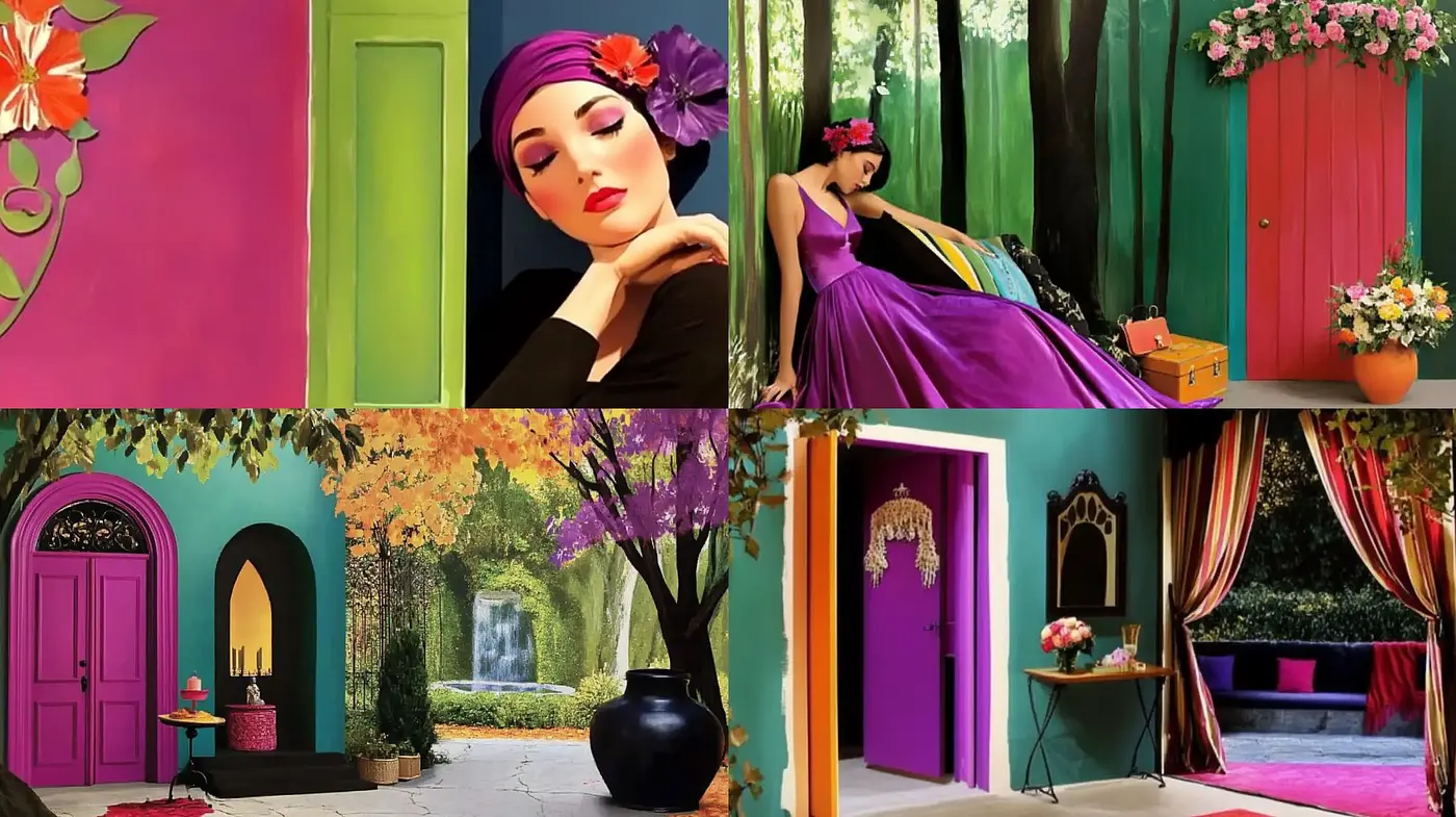 Enigmatic Fusion of Vibrant Surrealism and Classic Elegance - Midjourney sref style