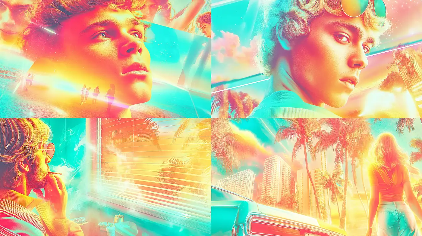 Vibrant Retro Futurism with a Dreamlike Atmosphere - Midjourney sref style