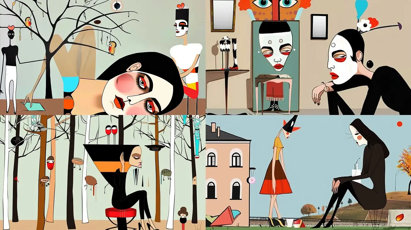 Abstract Whimsicality: A Homage to Modern Illustrative Art - Midjourney sref style