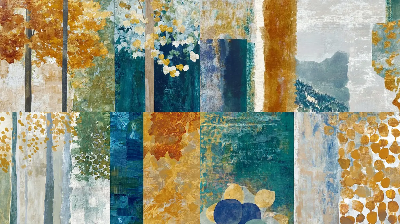 Abstract And Naturalistic Blend with Earthy Tones and Organic Shapes - Midjourney sref style