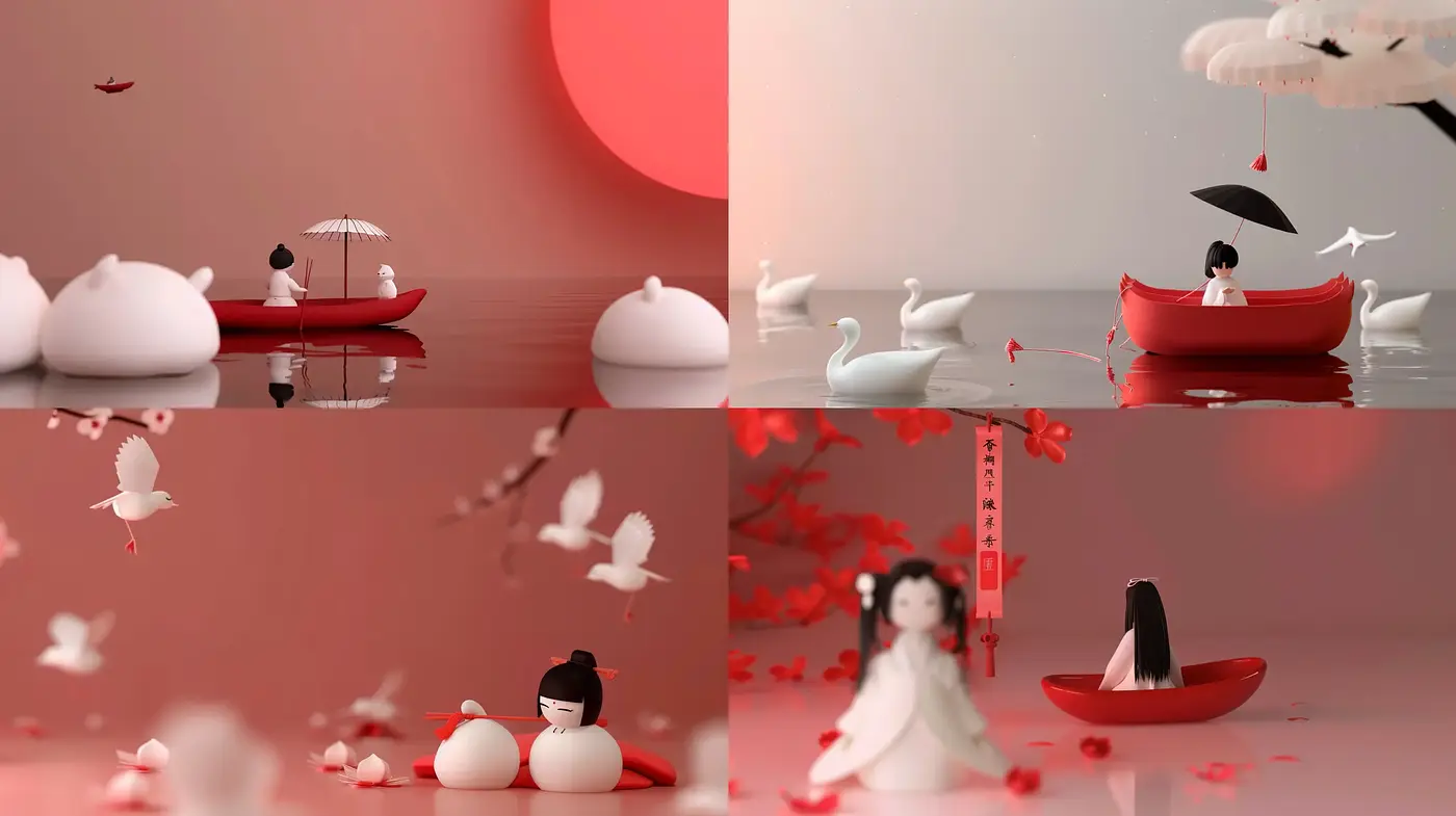 Serene Crimson Serenity: A Study in Monochromatic Ambience and Delicate Textures - Midjourney sref style