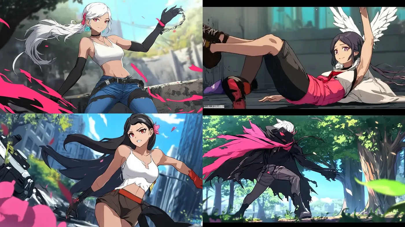 Dynamic Anime-Inspired Digital Art with Vivid Color Contrasts - Midjourney sref style