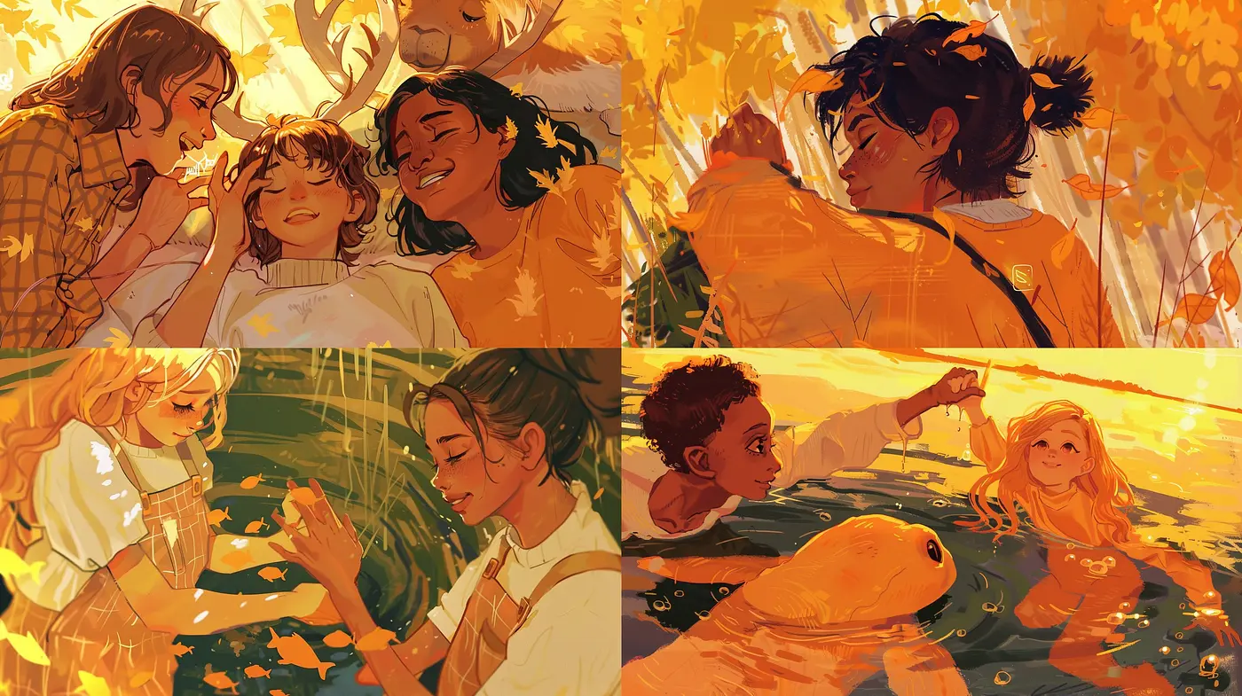 Warm Autumnal Hues and Expressive Brushwork Illustration Style - Midjourney sref style