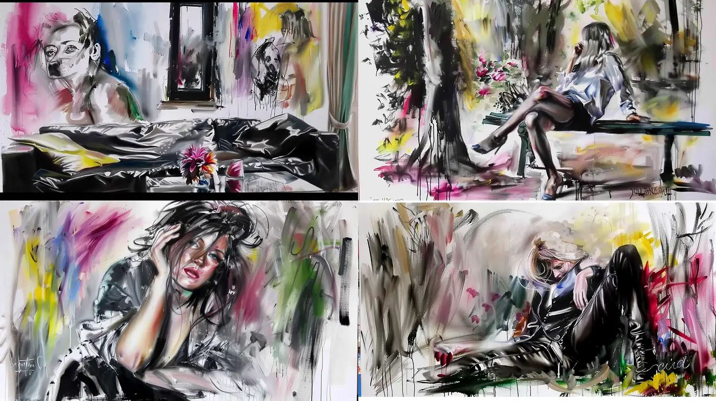 Abstract Expressive Brushwork Meets Modern Melancholia - Midjourney sref style