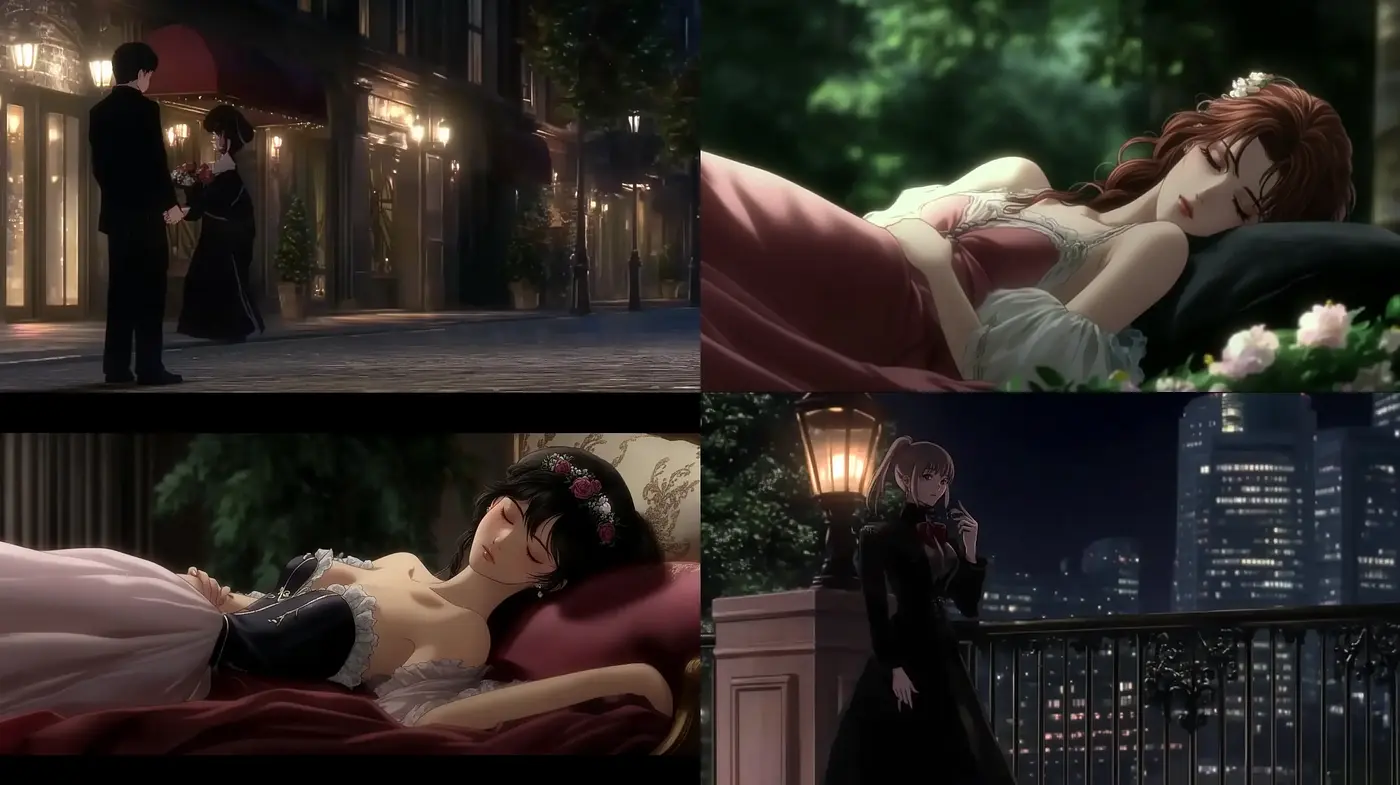 Elegiac Elegance in Moonlit Serenity: A Synthesis of Anime Ethereality and Cinematic Ambiance - Midjourney sref style
