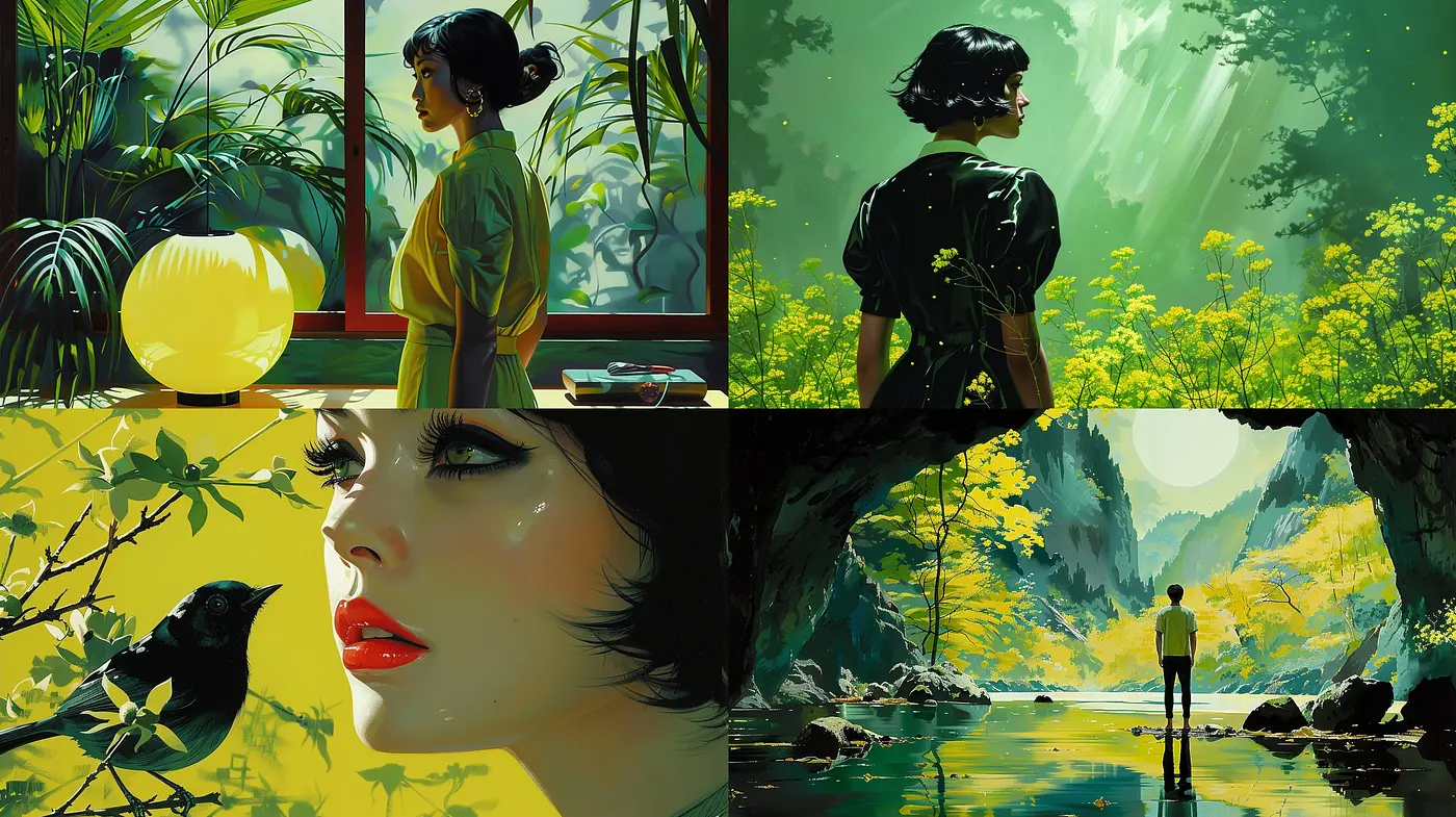 Luminous Vistas in Vivid Contrast: A Homage to Nature's Palette - Midjourney sref style