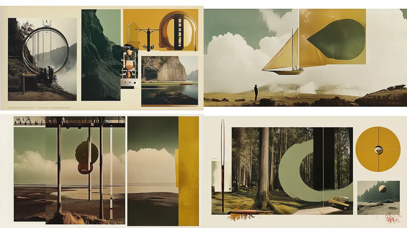 Surreal Vistas from a Nostalgic Future: Harmony in Sepia and Geometry - Midjourney sref style