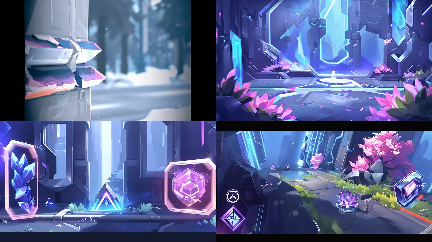 Ethereal Crystalline Environments with a Geometric Focus - Midjourney sref style