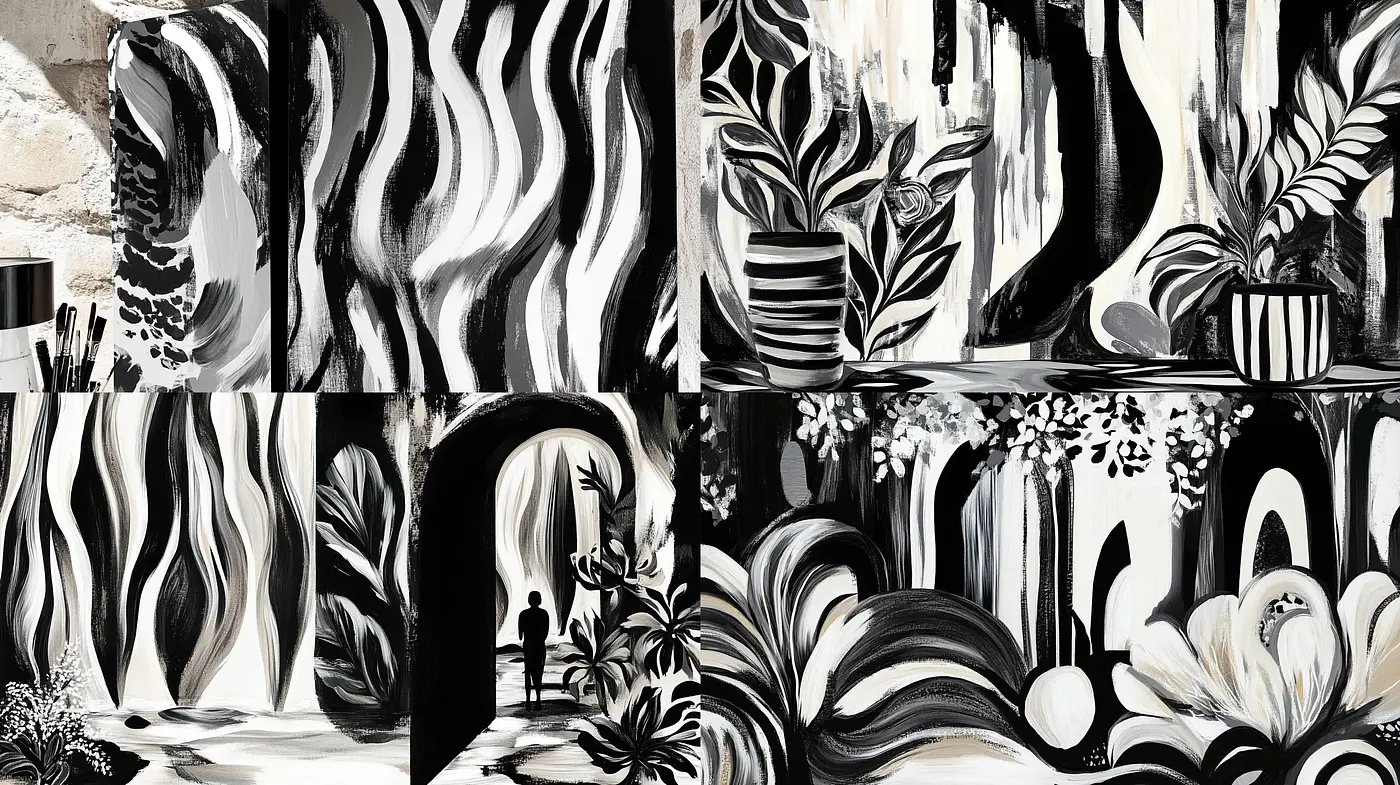 Monochromatic Fluidity of Abstract Expressionism - Midjourney sref style