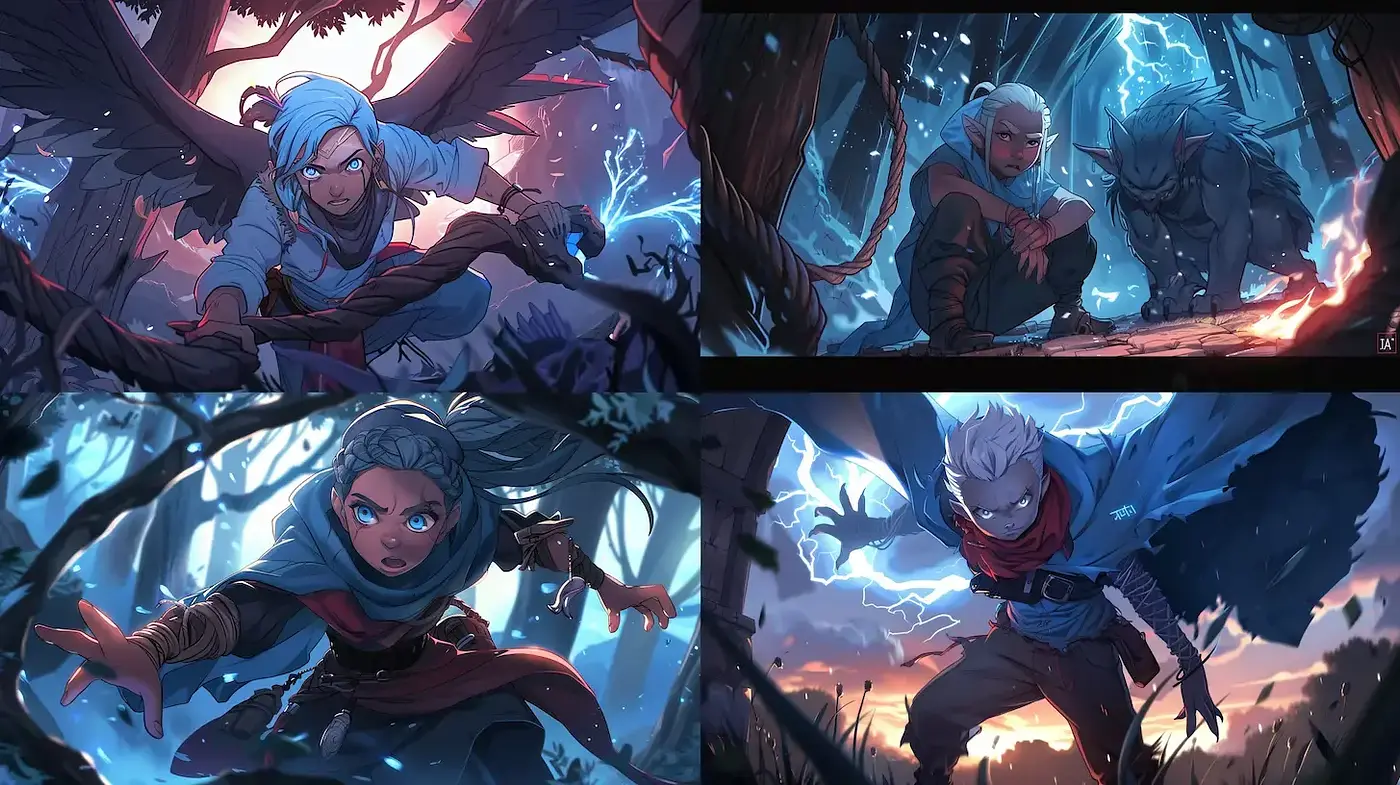 Dynamic and Energetic Fantasy Illustration with a Consistent Ethereal Vibe - Midjourney sref style