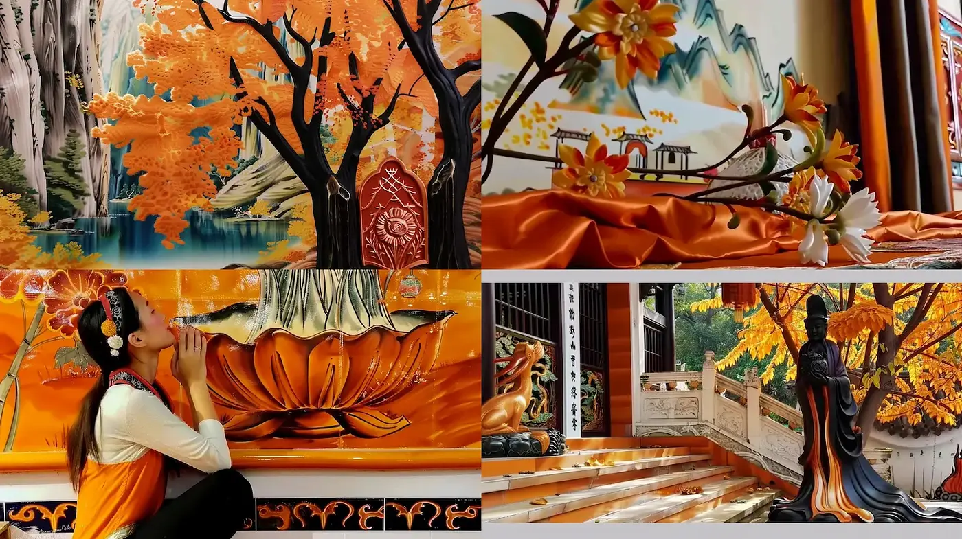 Serene Harmony in Autumnal Elegance with Traditional Influences - Midjourney sref style