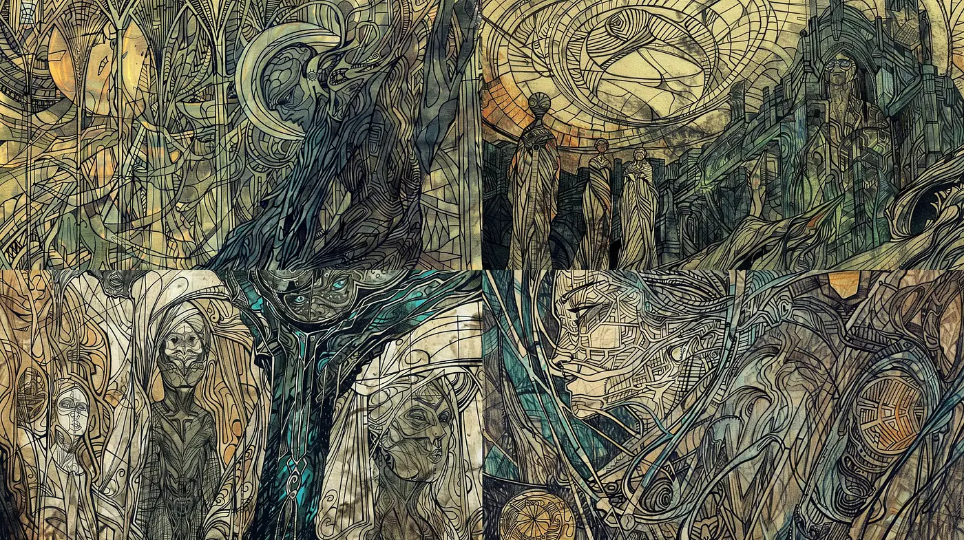 Intricate Tapestry of Surrealism and Ethereal Forms - Midjourney sref style