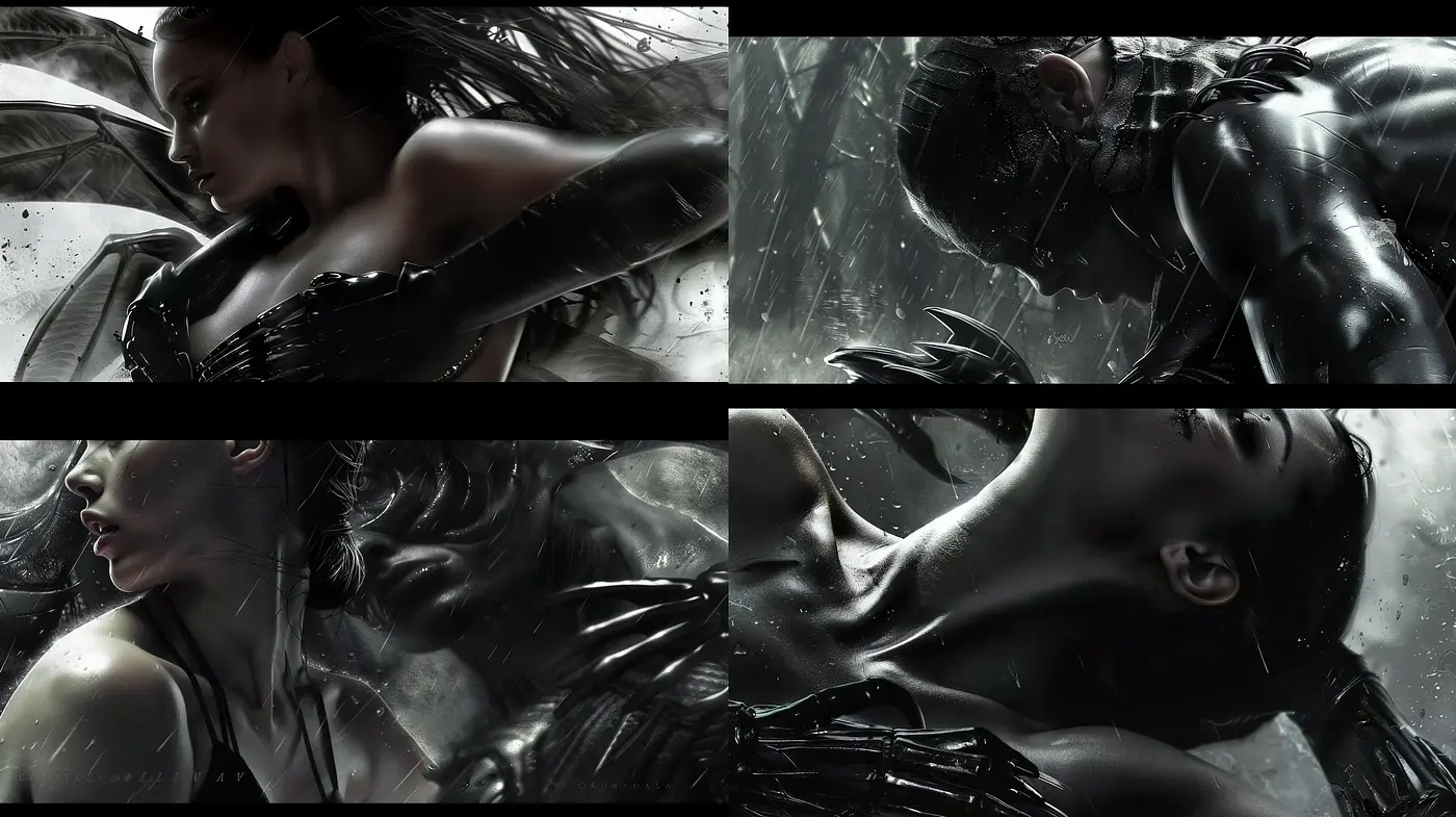 Monochromatic Ethereal Dreamscape with Hyper-Realistic Detailing - Midjourney sref style