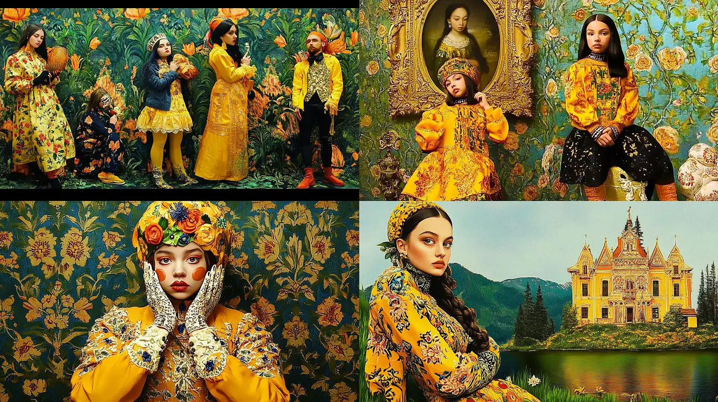 Baroque Reverie with Floral Consistency - Midjourney sref style
