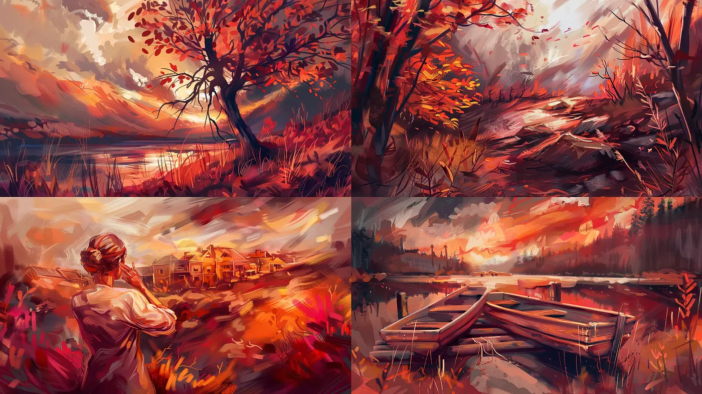 Ephemeral Autumn Hues: An Artistic Exploration of Warmth and Transition - Midjourney sref style