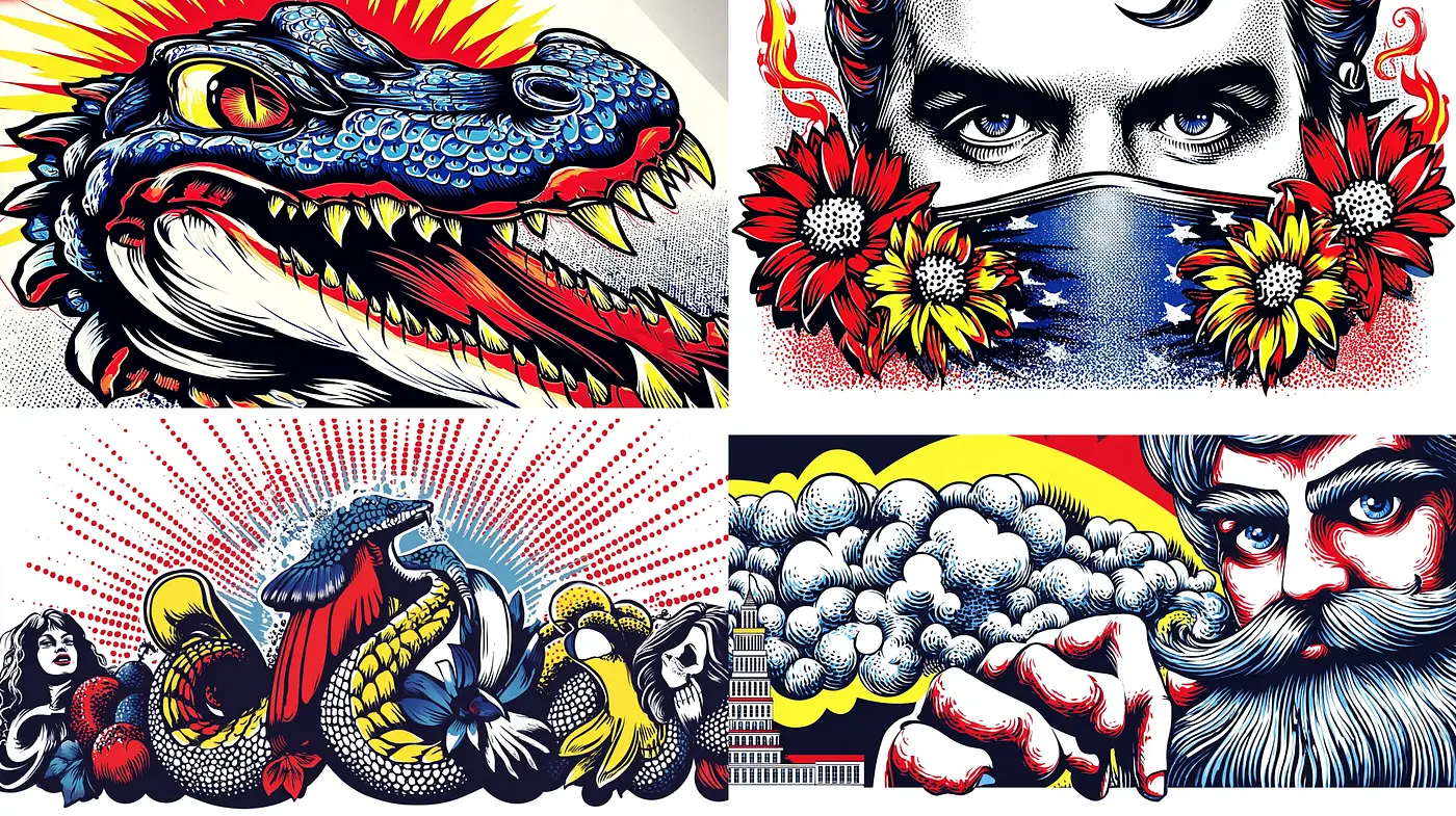 Bold and Graphic Illustrations with a Retro Feel - Midjourney sref style