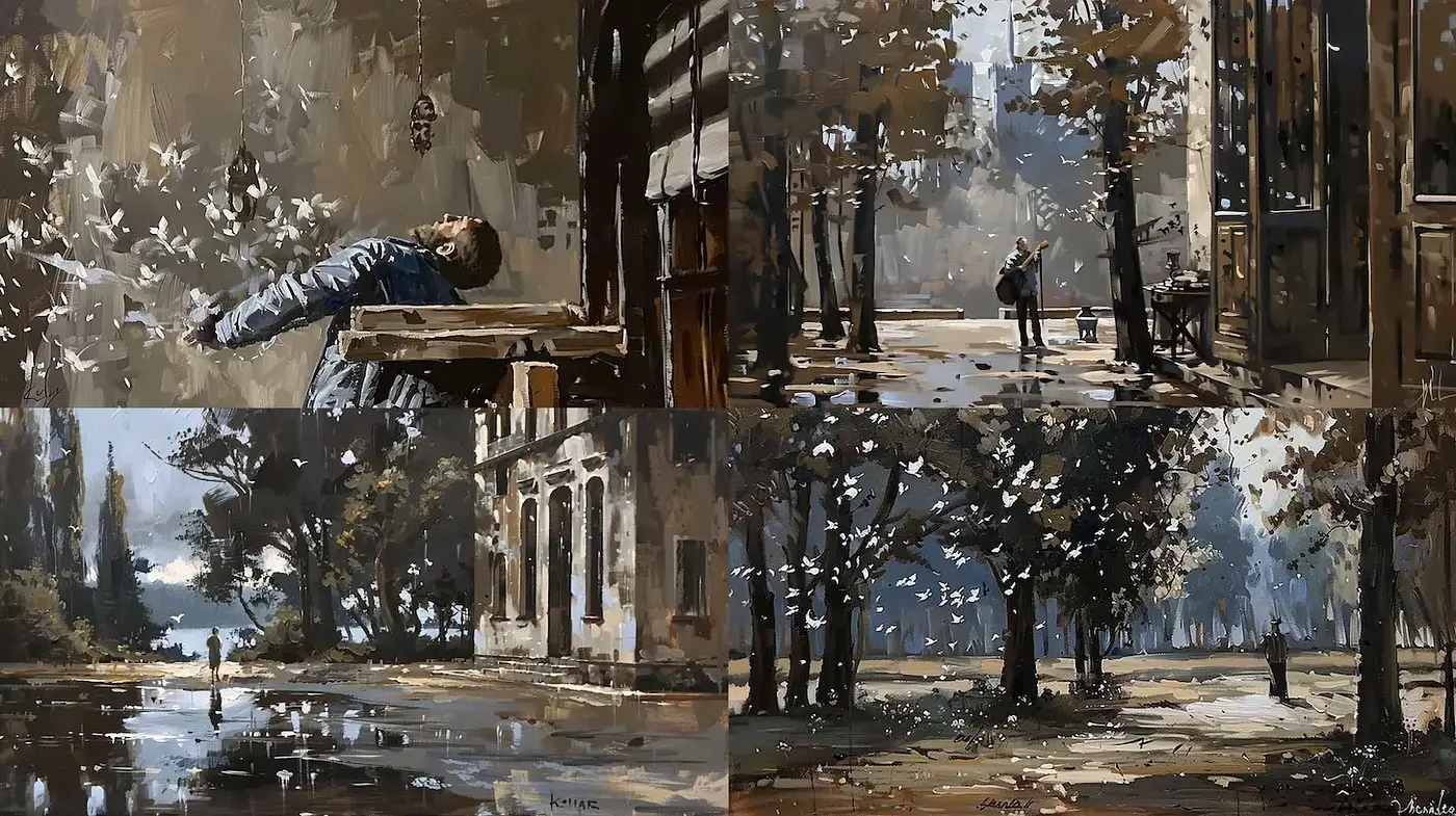 Serene and Atmospheric Landscapes with a Warm, Earthy Palette - Midjourney sref style