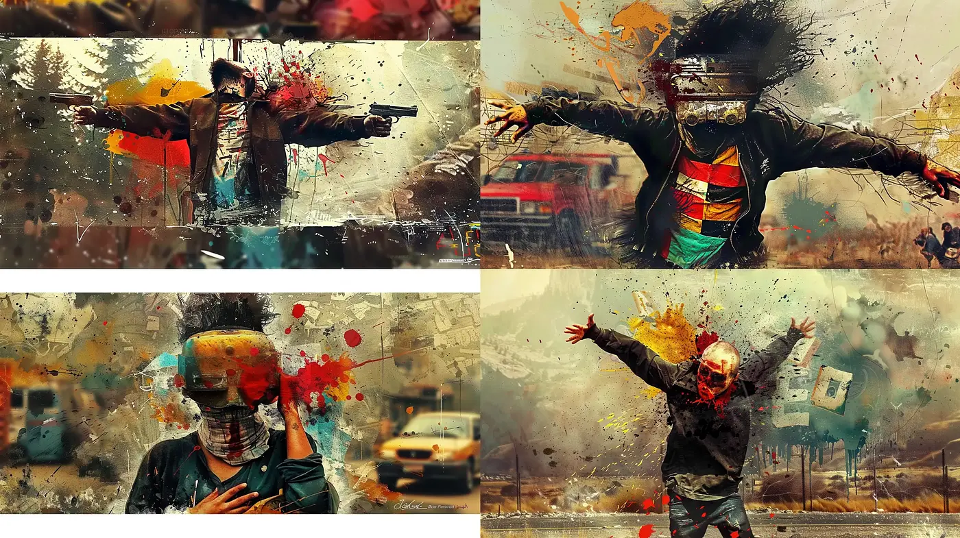 Dynamic Abstract Expressionist Explosions in Urban Decay - Midjourney sref style