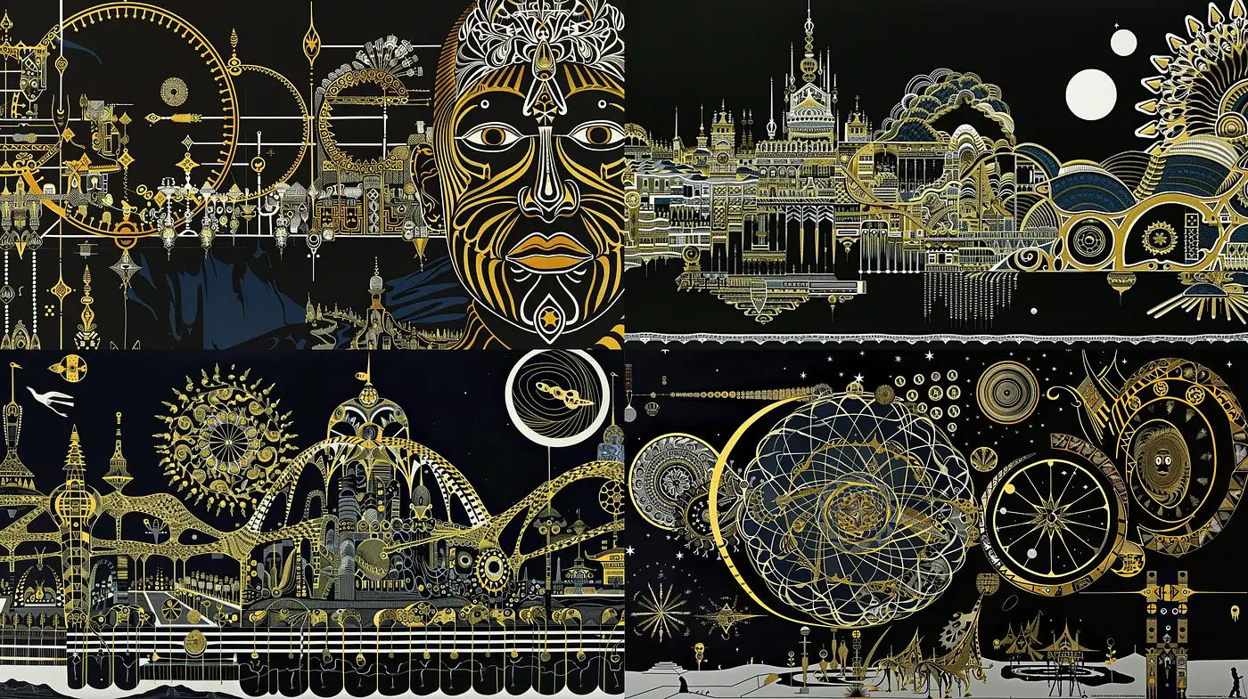Ornate Mechanica: Gilded Gears and Clockwork Dreams - Midjourney sref style