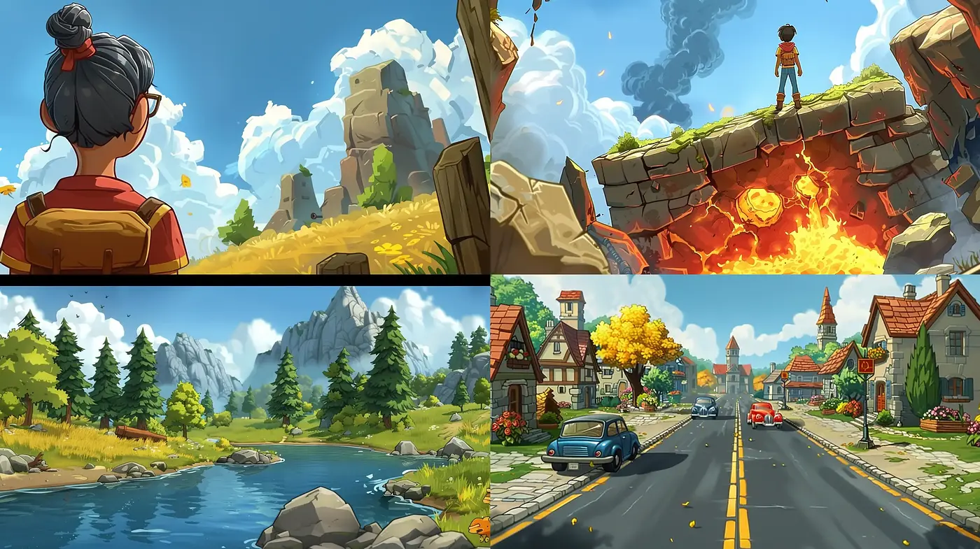 Vibrant Storybook Vistas: A Journey Through Stylized Landscapes - Midjourney sref style