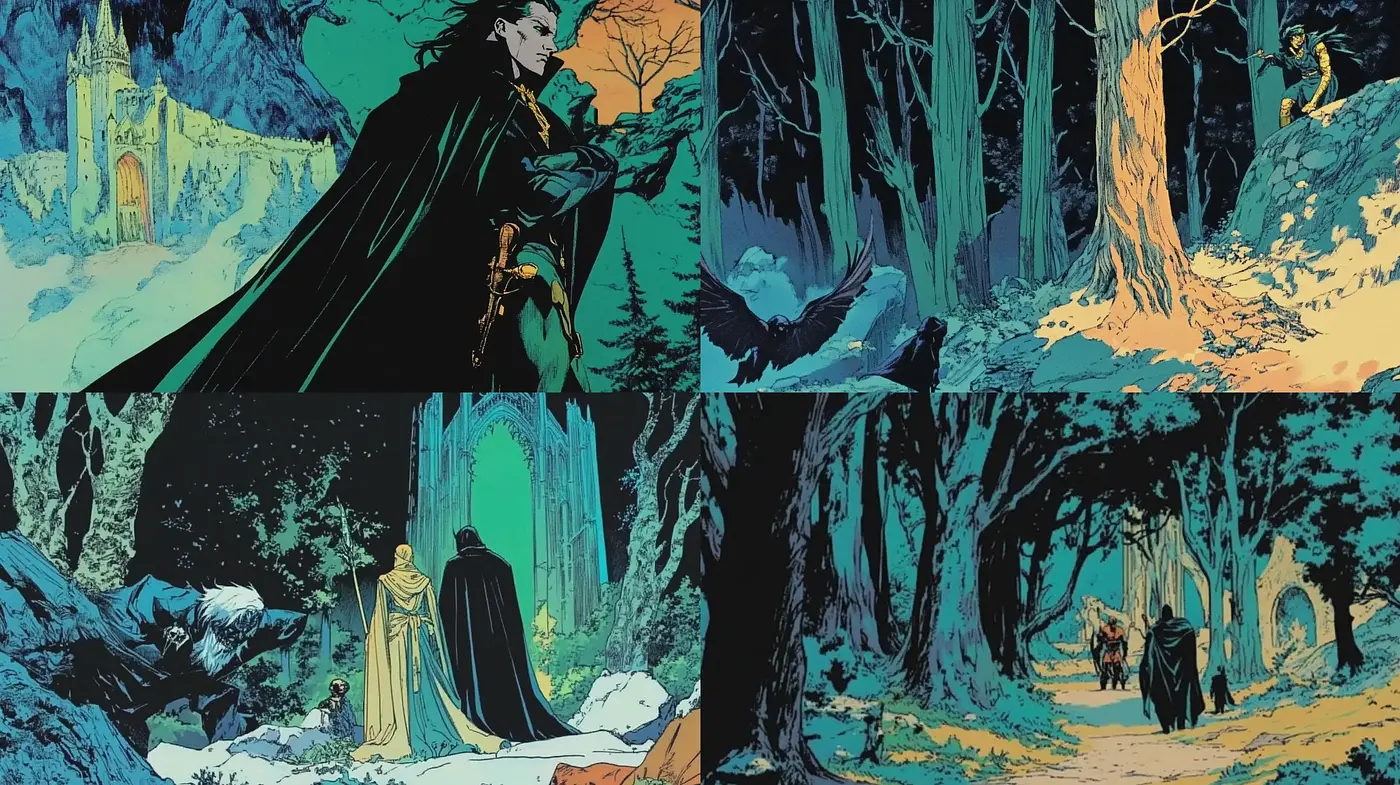 Enchanted Forest Whispers: A Homage to Classic Comic Book Artistry - Midjourney sref style