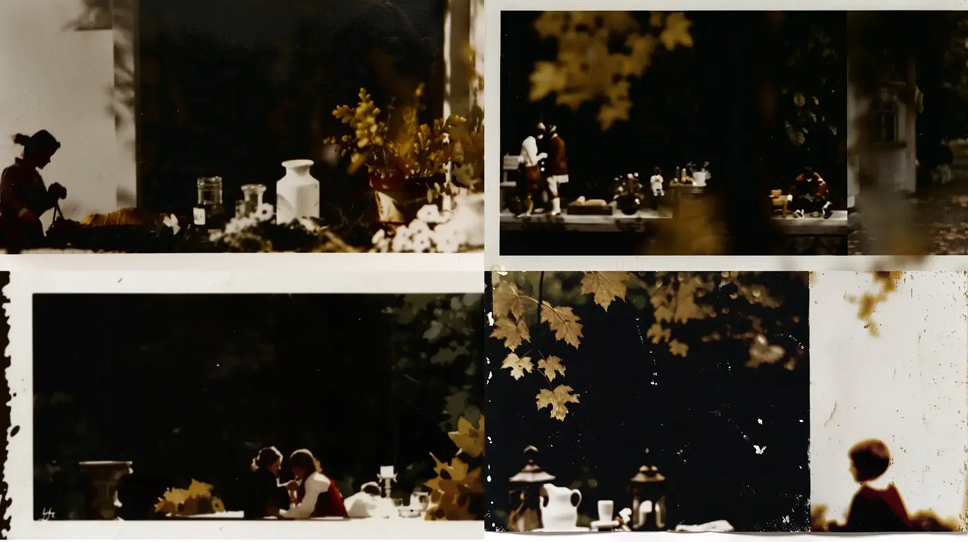 A sepia-toned tableau of vintage tableaux with a painterly ambiance - Midjourney sref style