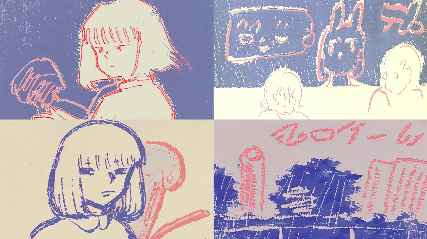 Whimsical Pastel Etchings with a Dreamy Manga Essence - Midjourney sref style