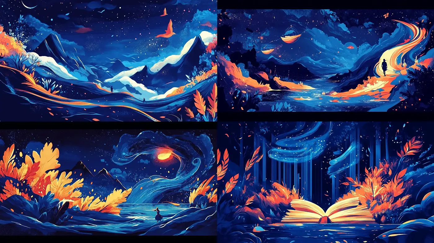 Surreal Nocturnal Dreamscape: Luminous Hues and Ethereal Glow - Midjourney sref style