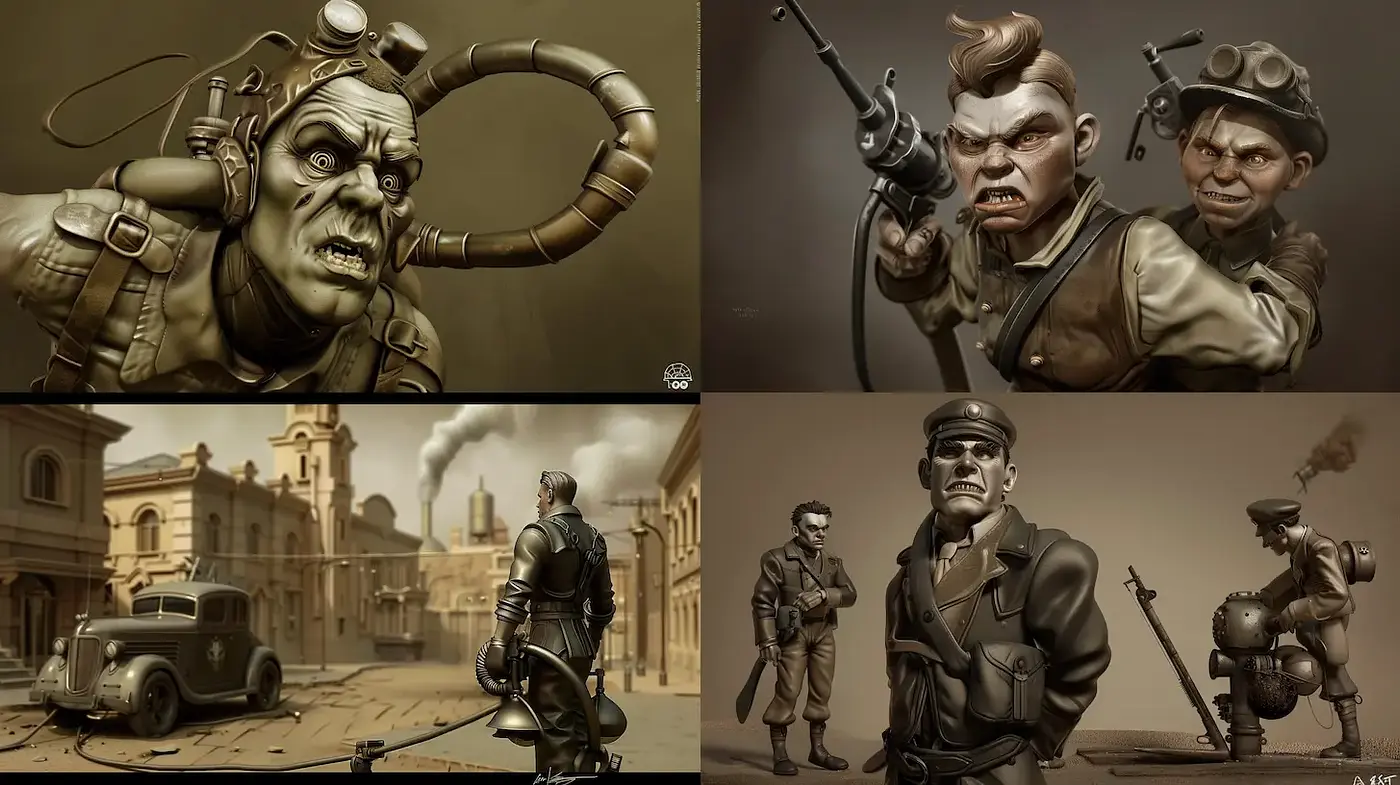 Steampunk-Inspired Characters with a Surrealistic Touch - Midjourney sref style