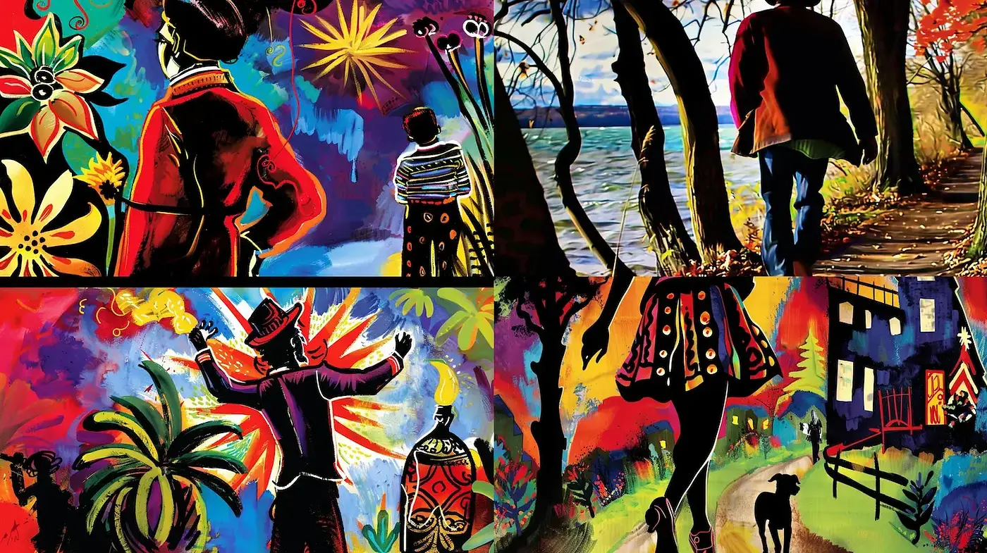 Vibrant and Dynamic Abstract Colorful Style with Textural Depth - Midjourney sref style