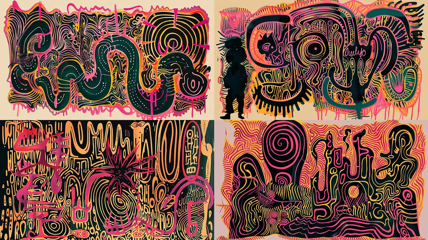 Psychedelic Doodle Fusion - Midjourney sref style