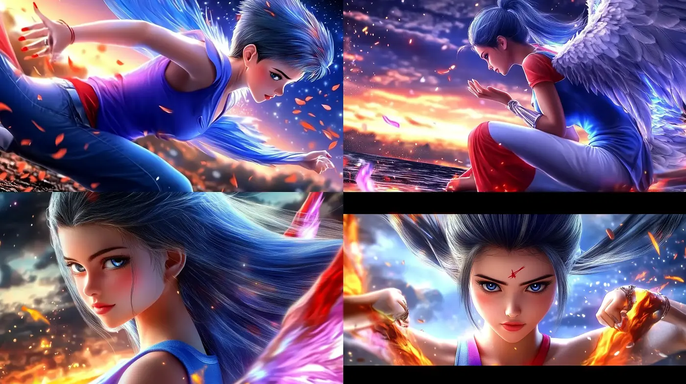 Ethereal Twilight: A Vivid Display of Dynamic Anime-Inspired Artistry - Midjourney sref style