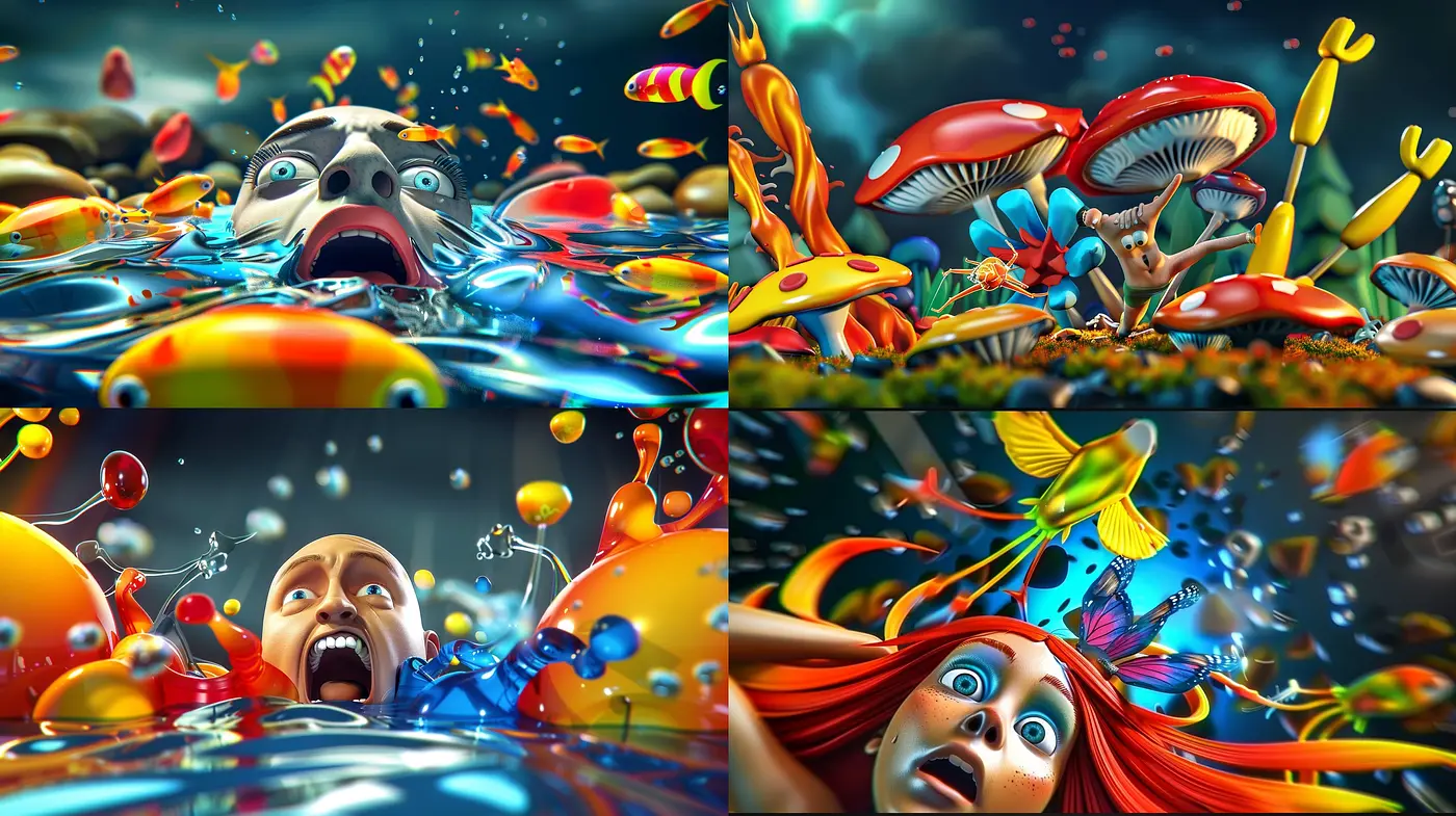 Surreal Underwater Dreamscape with Vibrant Aquatic Fantasy - Midjourney sref style
