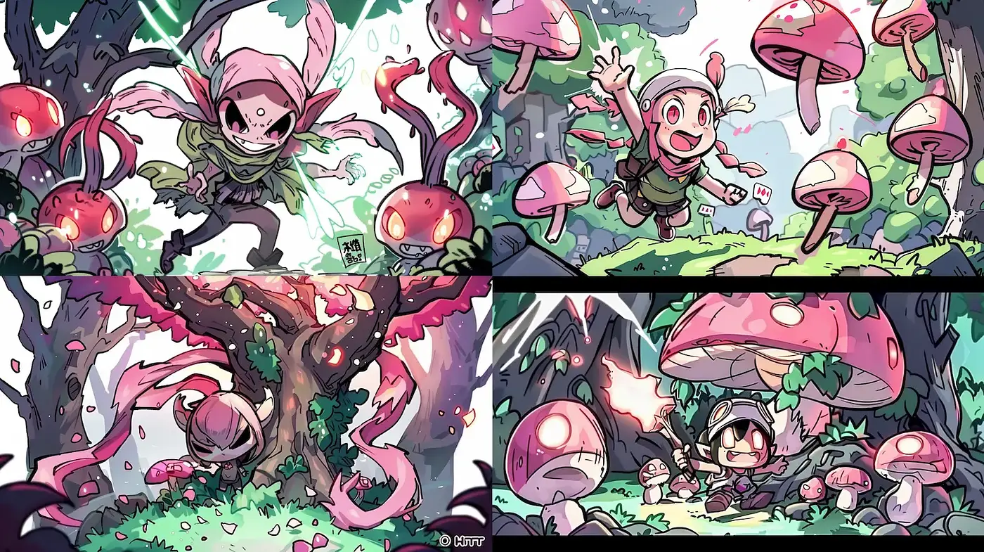 Whimsical and Playful Fantasy Style with Vibrant Characters and Environments - Midjourney sref style
