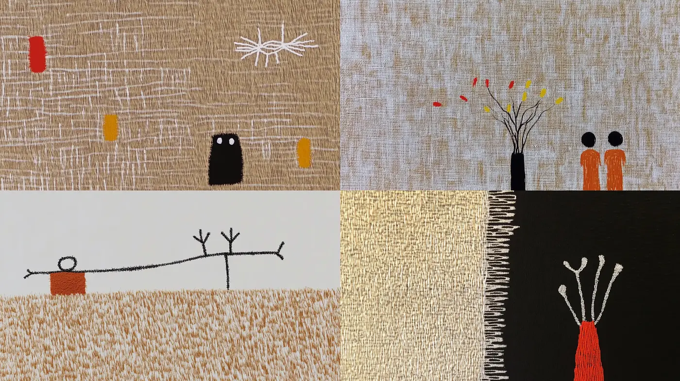 Abstract Serenity: A Unified Study of Simplistic Forms and Harmonious Earth Tones - Midjourney sref style