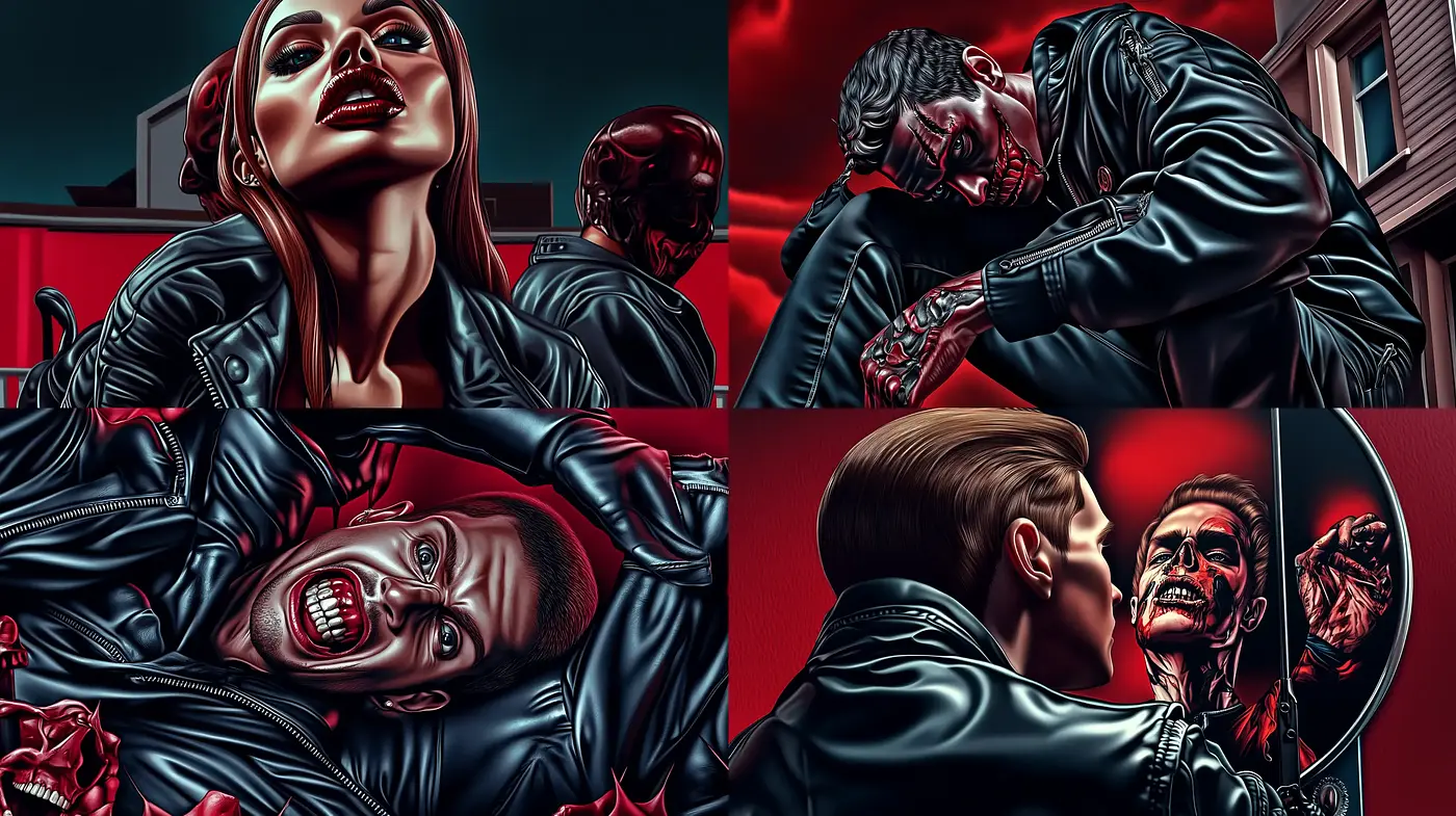 Crimson Noir: A High-Contrast Vignette of Dramatic Intensity - Midjourney sref style