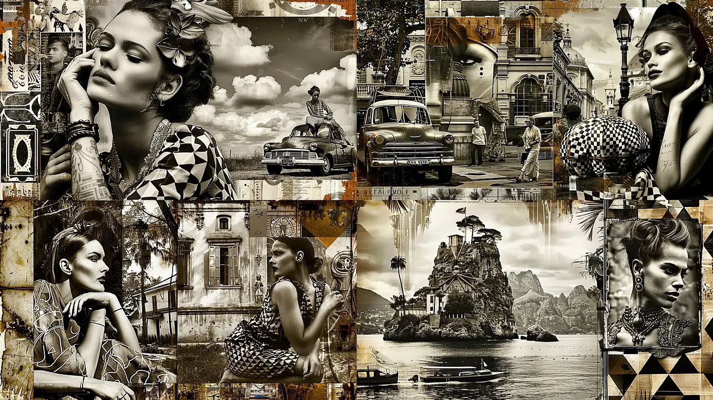 Sepia-Toned Elegance with Surreal Retro-Futuristic Overtones - Midjourney sref style