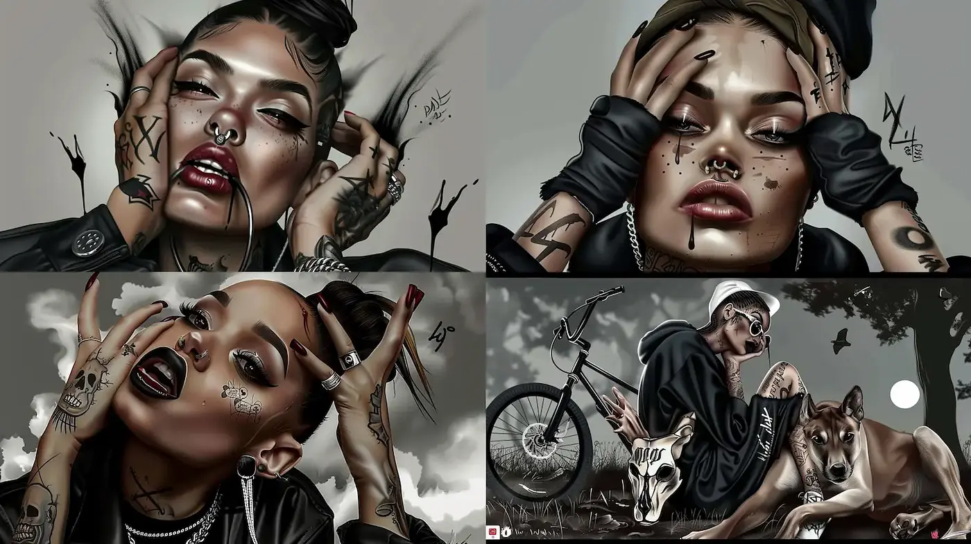 Urban Grit with a Hint of Surrealism in Contemporary Portraiture - Midjourney sref style