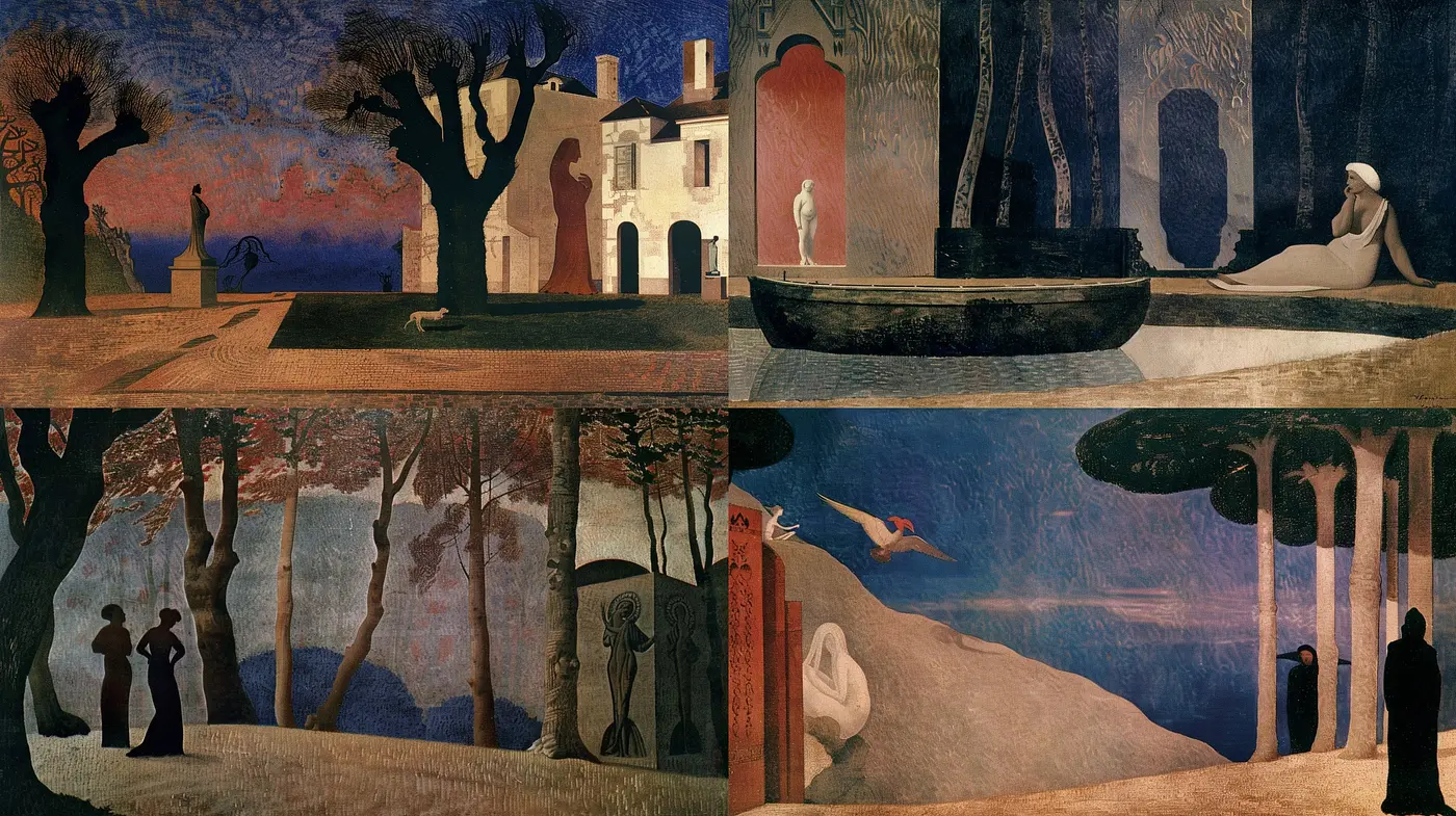 Twilight Hues of Putative Realms: An Homage to Surreal Narratives and Enigmatic Locales - Midjourney sref style