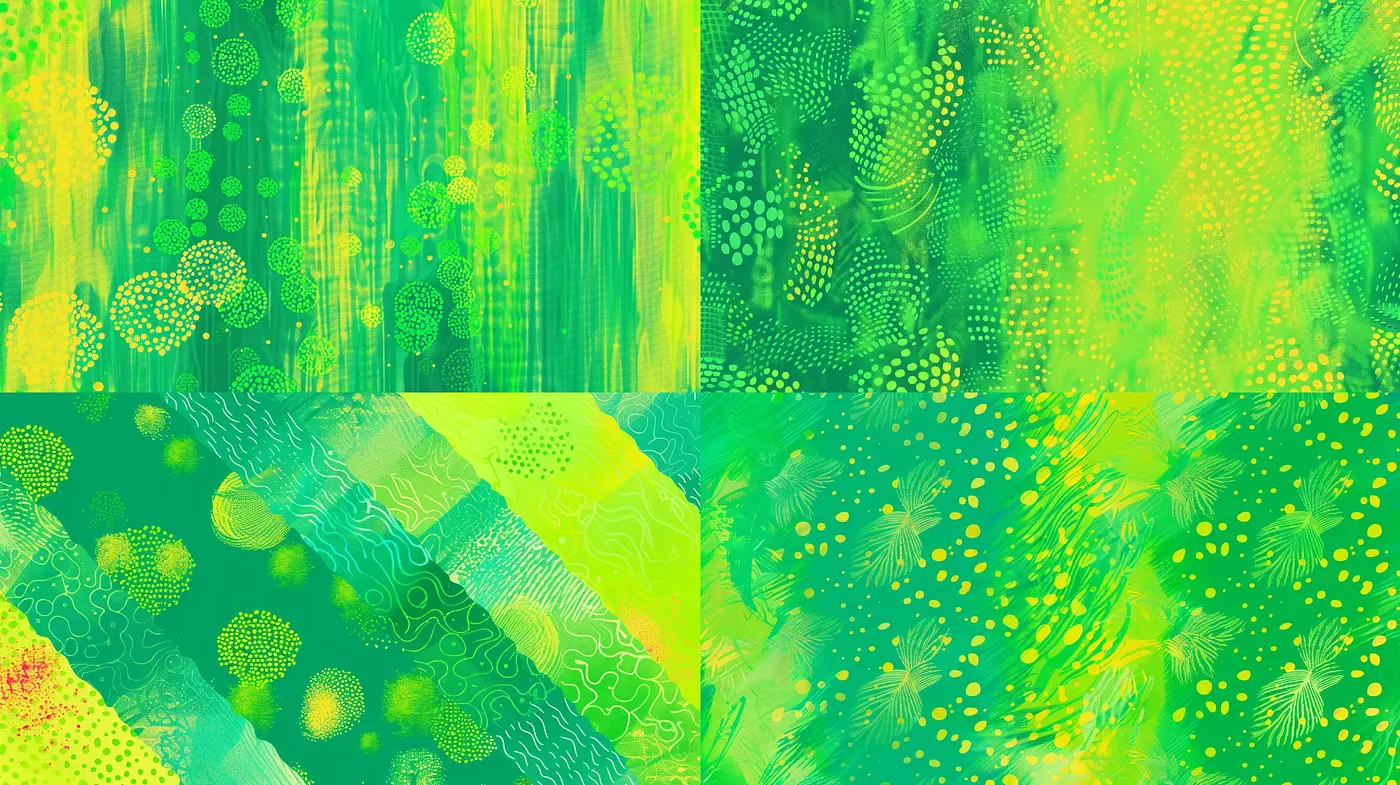 Enchanting Emerald Abstraction: A Dance of Dots and Textured Synthesis - Midjourney sref style