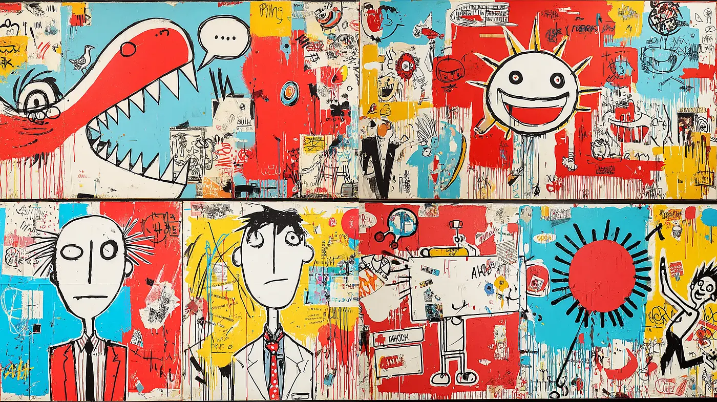 Whimsical and Abstract Pop Art with Mixed Media Techniques - Midjourney sref style