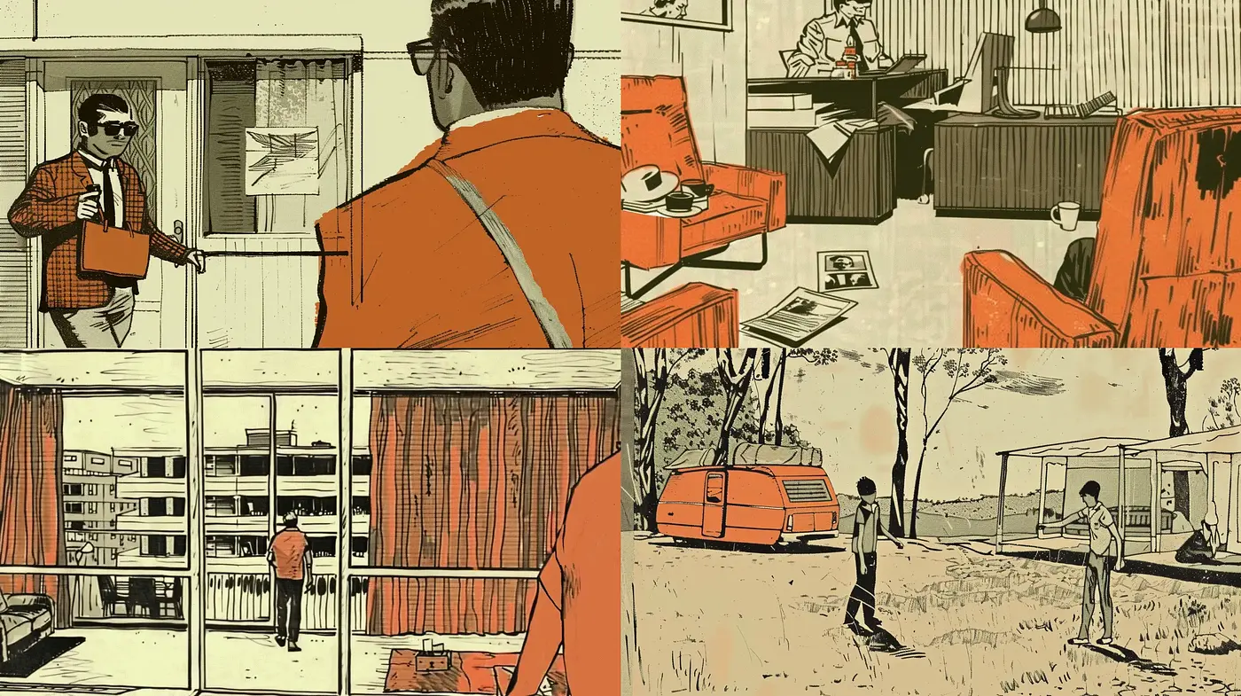 Monochrome Nostalgia in Contemporary Comic Strip Art - Midjourney sref style