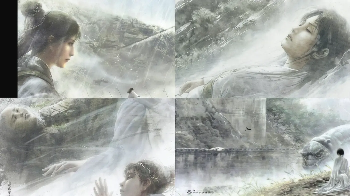 Ethereal Monochromatic Visions in a Dreamlike Realm - Midjourney sref style