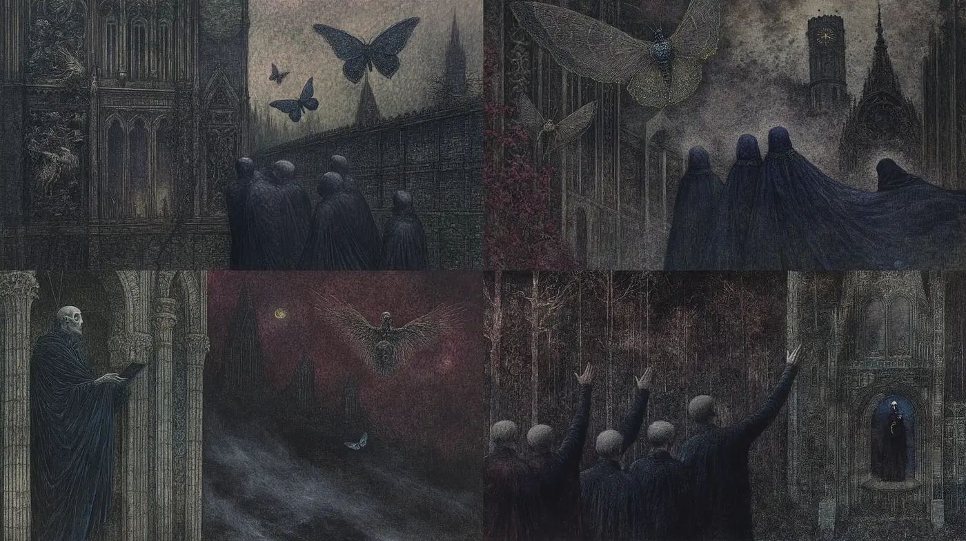Gothic Nocturne: A Symphony of Shadowy Enigmas - Midjourney sref style