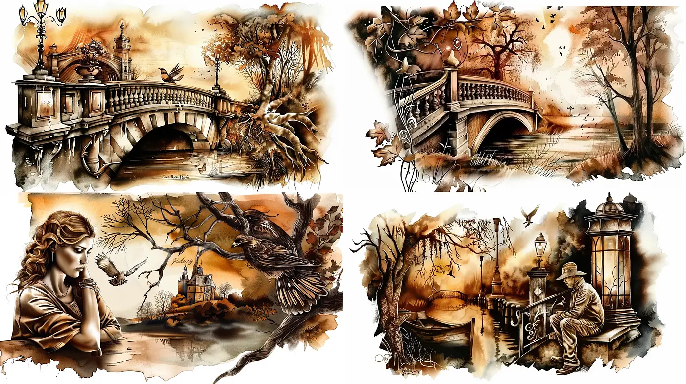 Ephemeral Sepia Dreamscape: A Fusion of Nostalgia and Fantasy - Midjourney sref style