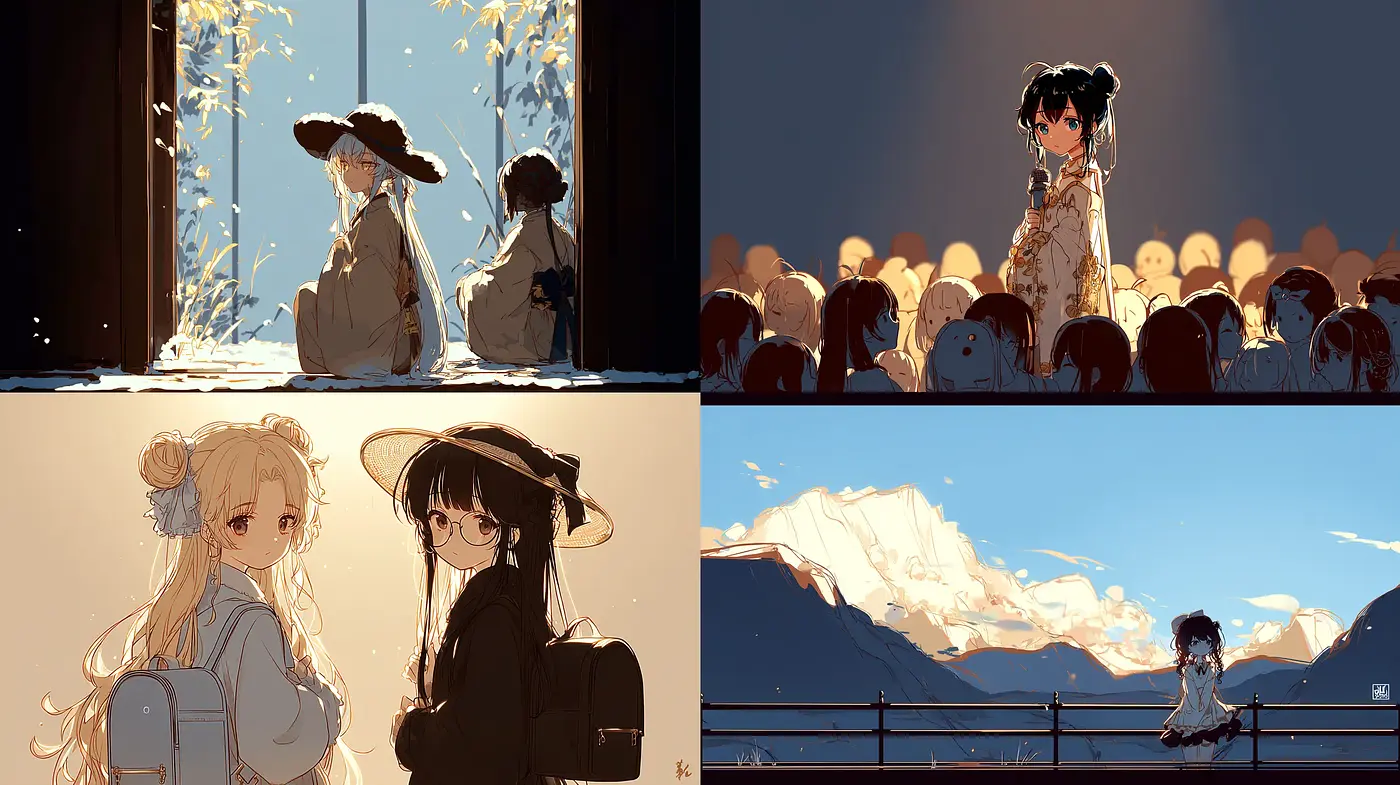 Whimsical and Serene Digital Illustrations with a Soft Color Palette - Midjourney sref style