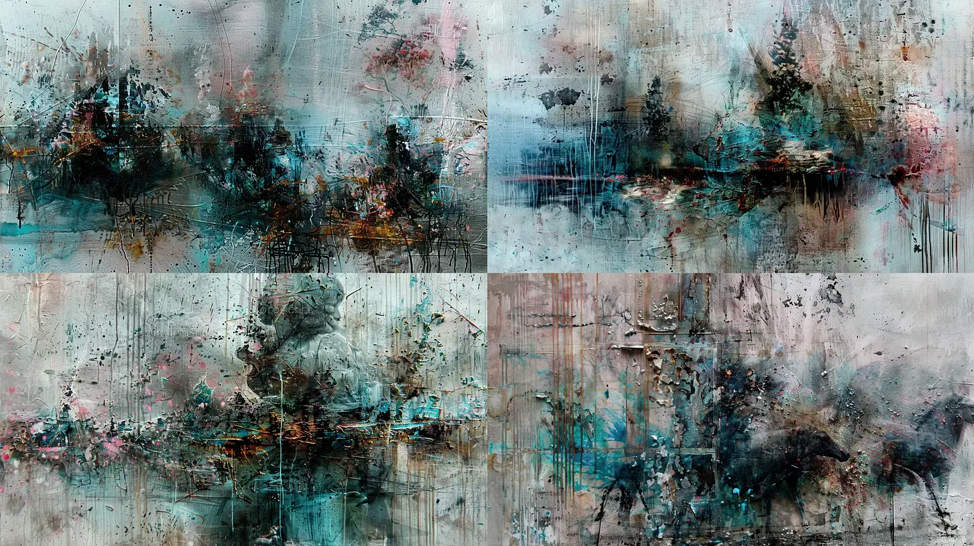 Ethereal Decay: Textured Dreamscape in Muted Tones - Midjourney sref style
