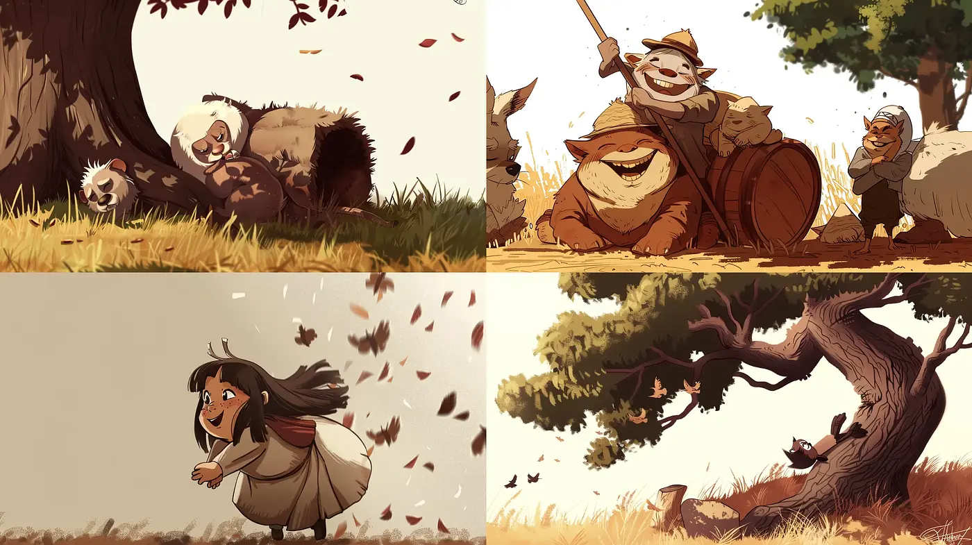 Autumnal Adventure: A Warm Journey through Animated Storybook Illustrations - Midjourney sref style