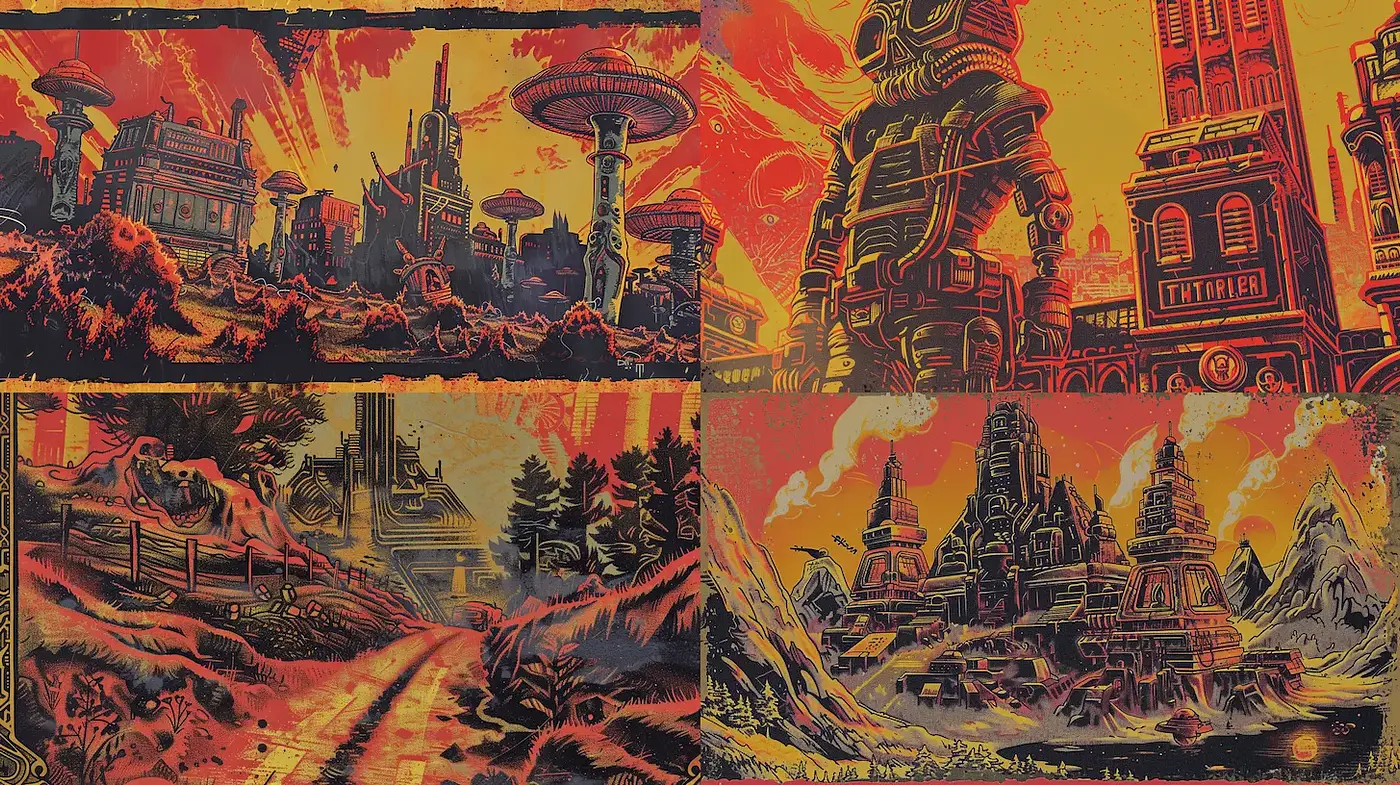 Dystopian Visions with a Retro Futurism Aesthetic - Midjourney sref style